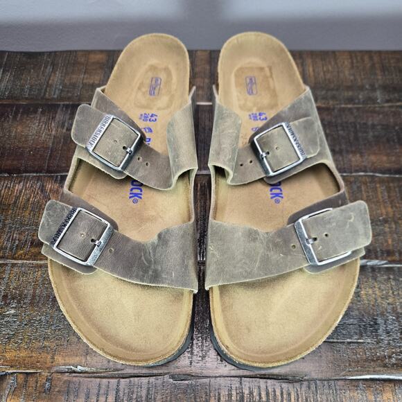 Birkenstock Arizona Mens Size 10 Regular Strap Slides Sandal Brown Leather EU 43 - Picture 2 of 11